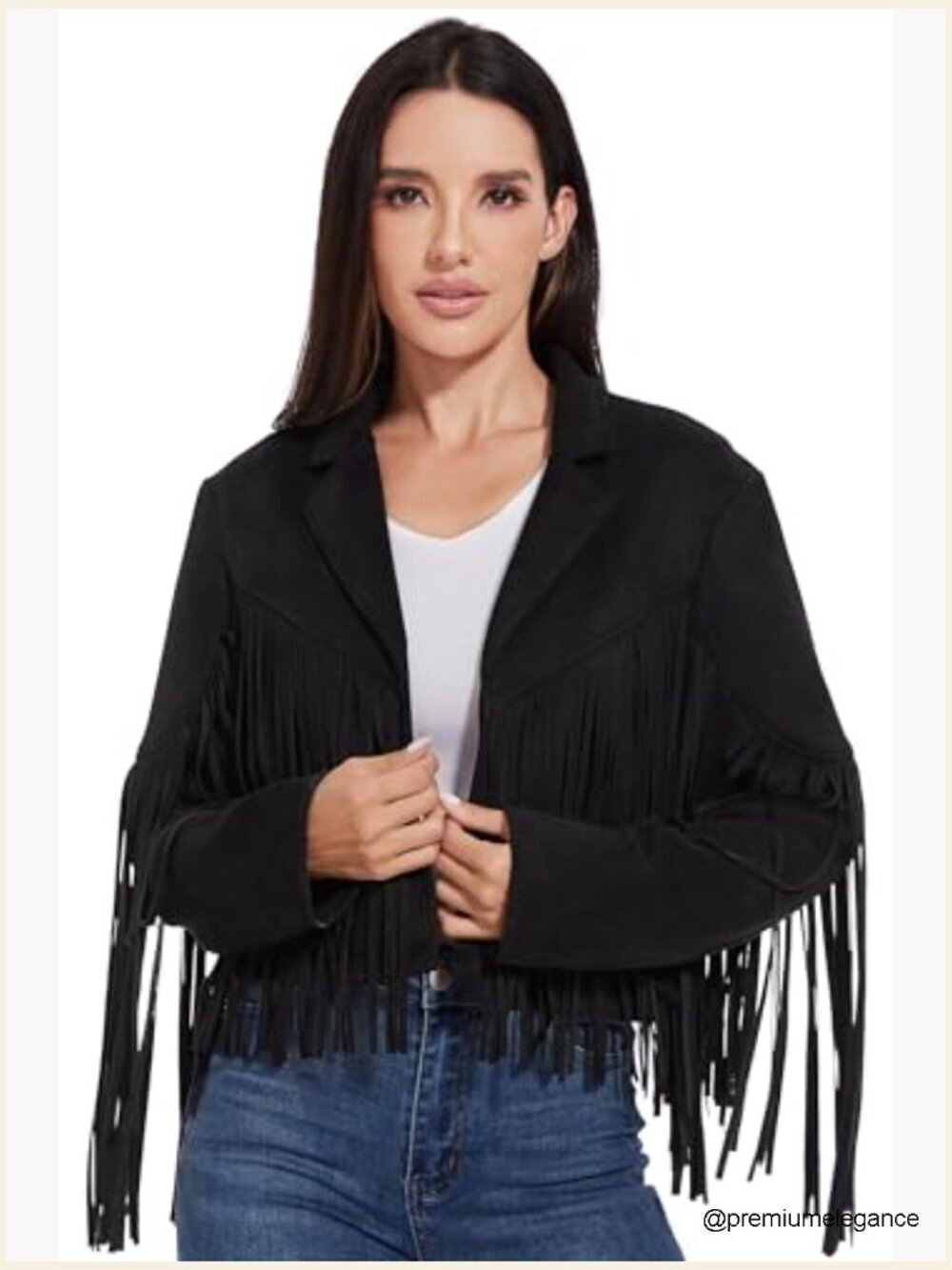 Fringe Leather Jacket Western Cropped Coat Women's S-XXL - Picture 2 of 7